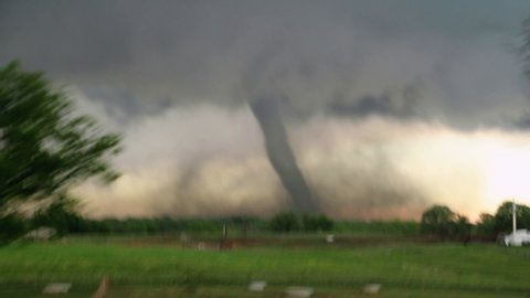 Wynnewood, OK  USA - May 9, 2016: Powerful EF4 Tornado at Close Range