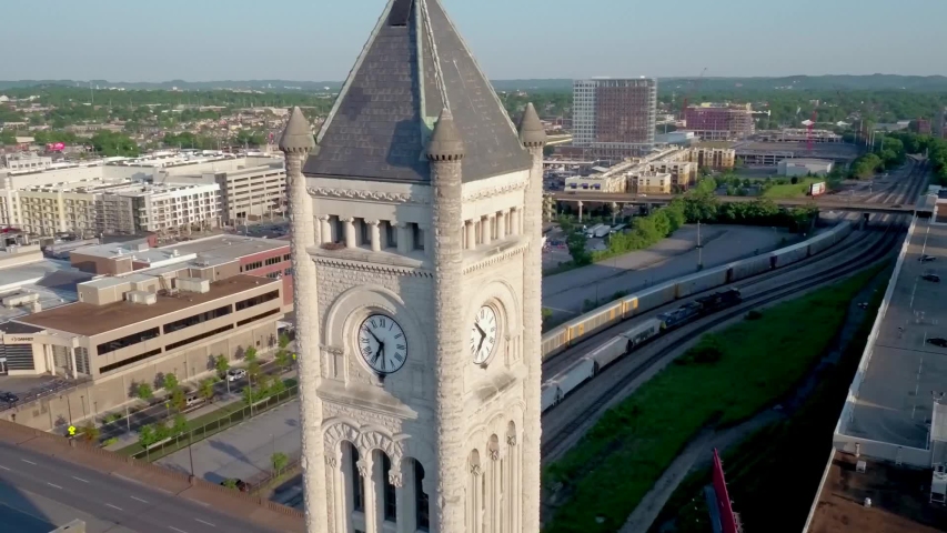 nashville clocktower by aerial drone 