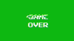 Animated word of Game Over on glitch distorted screen with different color of green, blue and black background - Powered by Shutterstock - Get 15% off with code: PIKWIZARD15