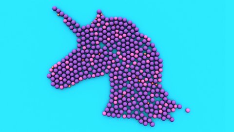 Unicorn concept background. Unicorn made with rainbow spheres that multiply organically