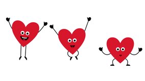 Love Heart valentine day characters dancing happy. Looped animation with alpha channel.