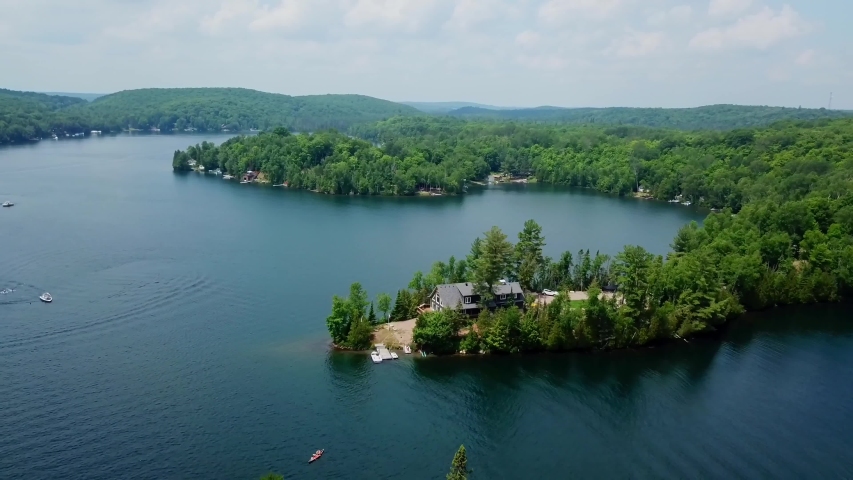 Ontario / canada    , Aerial video of the  Lake Ontario Nature  , taken by drone camera 