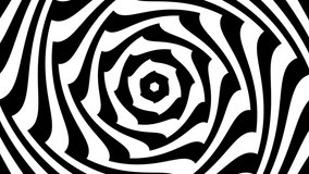 Transforming abstract black and white spiral. Seamless looping footage.
