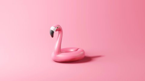 Flamingo float drop on pink background. Creative minimal summer concept. 3d rendering