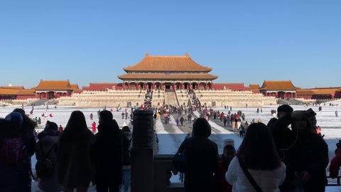 Beijing, China - January 08, 2020 -Tiananmen Square Or Gate Of Heavenly Peace Is A City Square In The Centre Of China. Footage For Templates, Placards, Banners, Presentations, Reports. etc