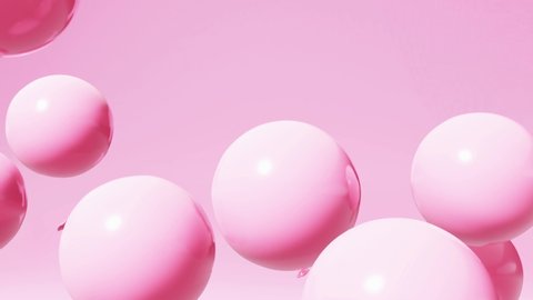 Floating balloons on pink background. Creative motion. 3d rendering  स्टॉक वीडियो