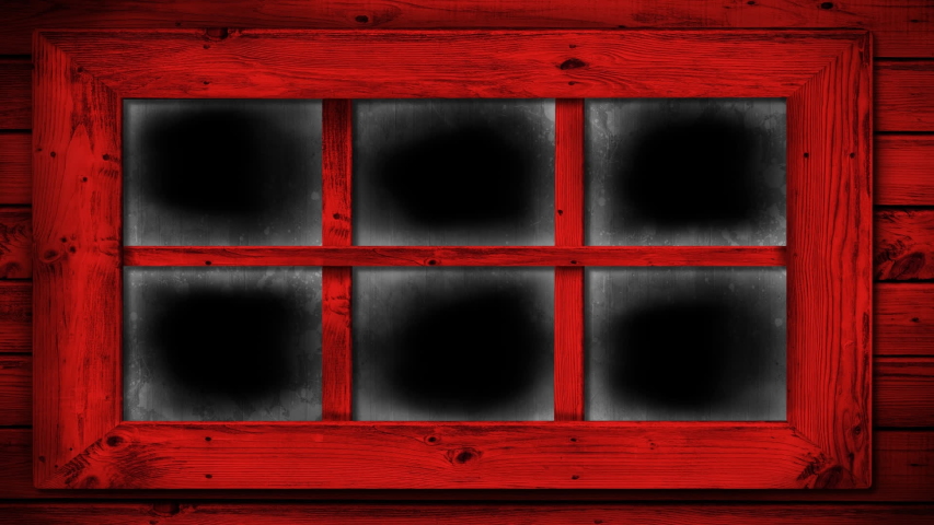 Animation of frost setting on window panes from top corner, transitioning and disappearing in cold winter on black background. Cold weather climate change domestic heating concept.