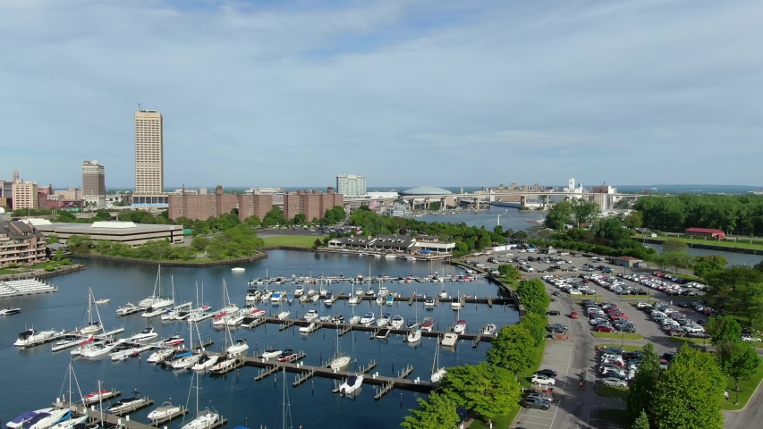 Buffalo, New York shoreline aerial footage