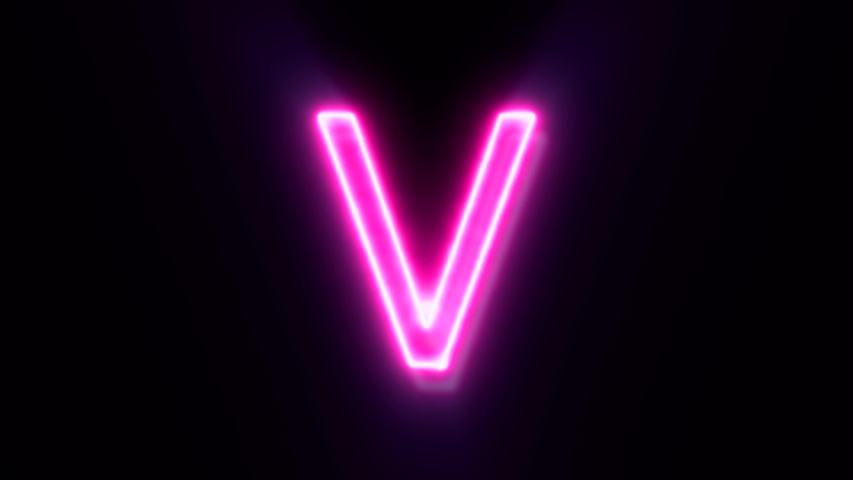 Pink Neon Font Letter V Stockvideoklipp Helt Royaltyfria Shutterstock