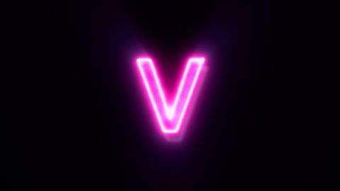 Pink Neon Font Letter V Lowercase Stock Footage Video (100% Royalty ...