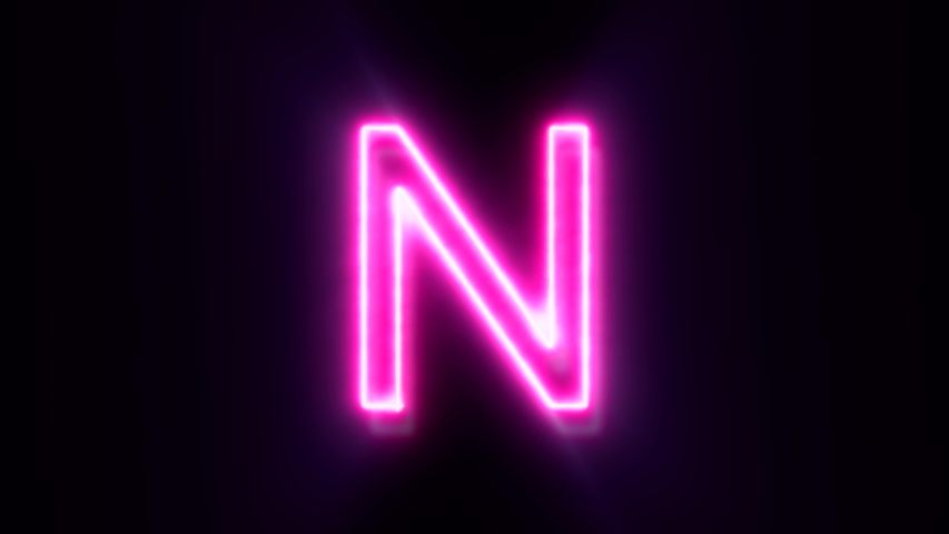 Pink Neon Font Letter N Stock Footage Video (100% Royalty-free