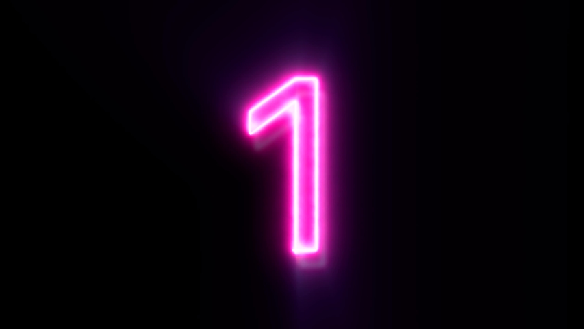 Pink Neon Number 1 Blinks Stock Footage Video (100% Royalty-free