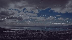 Animation of data processing, green cube outlines and graphs with digital information moving over cityscape with clouds on blue sky in the background. Global technology data processing network concept - Powered by Shutterstock - Get 15% off with code: PIKWIZARD15