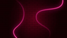 Neon abstract line light red background in