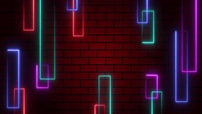 Neon abstract line rectangles background in