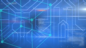 Animation of data processing with blue outline of cube moving, white outlines on blue background. Global networking. 3d digital design composite video animation. - Powered by Shutterstock - Get 15% off with code: PIKWIZARD15