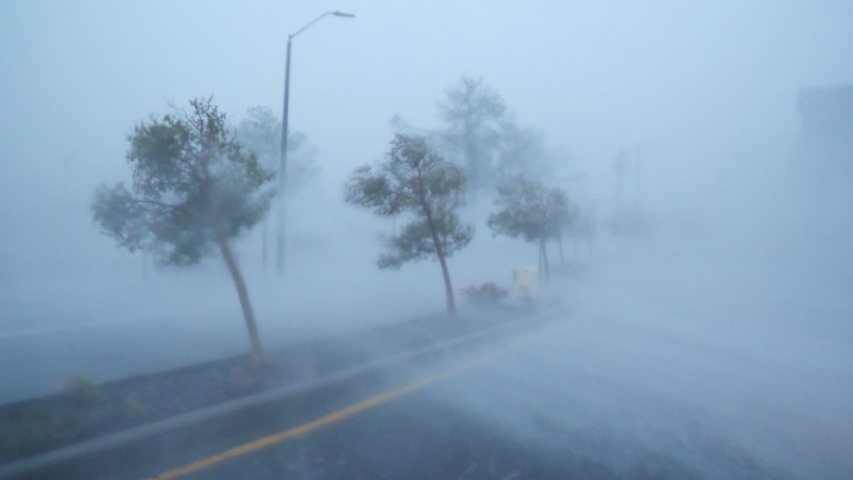 Powerful Hurricane Makes Landfall In Coastal Town Royalty-Free Stock Footage #1046344501
