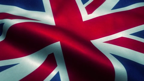 United Kingdom flag waving in the wind. National flag of United Kingdom. Sign of United Kingdom seamless loop animation. 4K