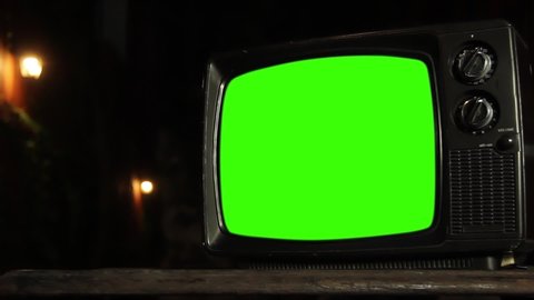 Old TV Set at Night. You can replace green screen with the footage or picture you want. You can do it with “Keying” effect in After Effects or any other video editing software (check out tutorials).