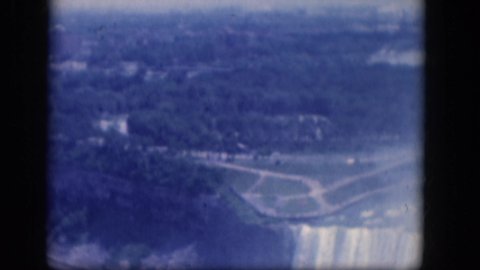 NIAGRA FALLS CANADA-1964: Camera Pans From Left To Right Across Brink Of Horseshoe Falls Beginning At Terrapin Point