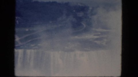 NIAGRA FALLS CANADA-1964: Camera Pans Across Brink Of Horseshoe Falls And Terrapin Point From Canadian Side Of Niagara River