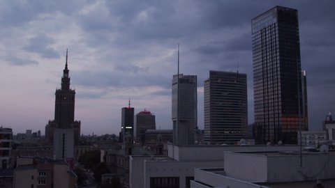 Warsaw / Poland - 09 10 2019: City Panorama in the sunset