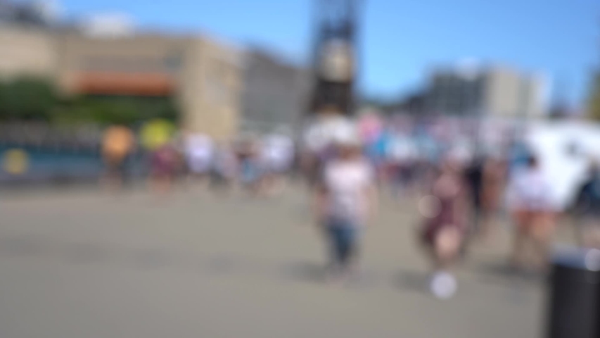 Blurred video of Downtown Wellington City waterfront view in the capital of New Zealand; Slow motion