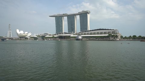 Singapore. January 2020. Marina Bay Sands skyscrapers	