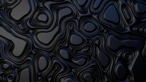 3D animation - Abstract swirling loop texture of black plastic fluid Video de stock