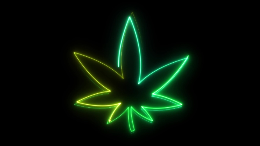neon marijuana cannabis leaf against black Stock Footage Video (100% ...