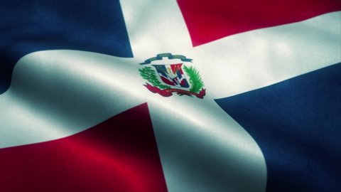 Dominican Republic flag waving in the wind. National flag of Dominican Republic. Sign of Dominican Republic seamless loop animation. 4K