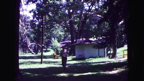 GALENA ILLINOIS USA-1967: Man Walking Childrens Village Area Mind Blowing