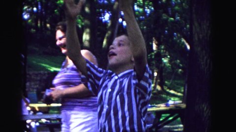 GALENA ILLINOIS USA-1967: Kids Running Picnic Balloon