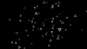Abstract cluster of numerous white neon triangles floating in an abstract environment on a black. Animation. Computer generated abstract space. - Powered by Shutterstock - Get 15% off with code: PIKWIZARD15