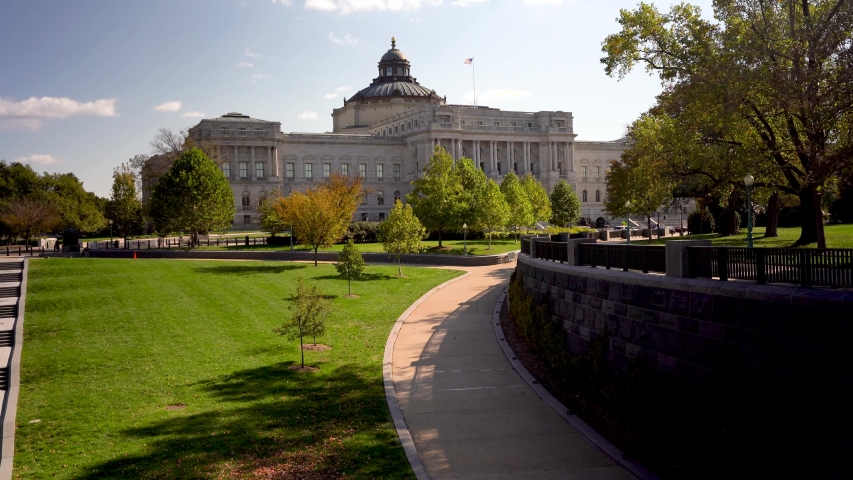 View of the Library of Congress Jefferson building as seen from the US Capitol in Washington, DC.