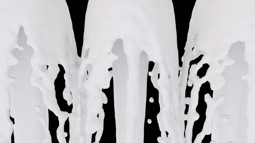 Animated fountains of white paint, condensed milk or heavy cream. Close up shot. Transparent background (Alpha channel embedded with HD PNG file) | Shutterstock HD Video #10464620