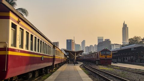 Time lapse, Bangkok Railway  "
Hua Lamphong" 2020 Thaland, 31 Jan.