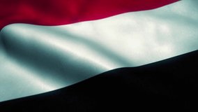 Yemen flag waving in the wind. National flag of Yemen. Sign of Yemen seamless loop animation. 4K