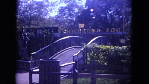 LINCOLN PARK ILLINOIS USA-1972: Bridge To The Children Zoo Entrance Polar Bears Are Awake And Can Be Viewed On Their Mountains