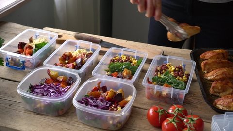 Meal Prep Containers. Planning and preparing healthy meals. Organic produce and ingredients. Oven-Ready and Pre-Prepped meals