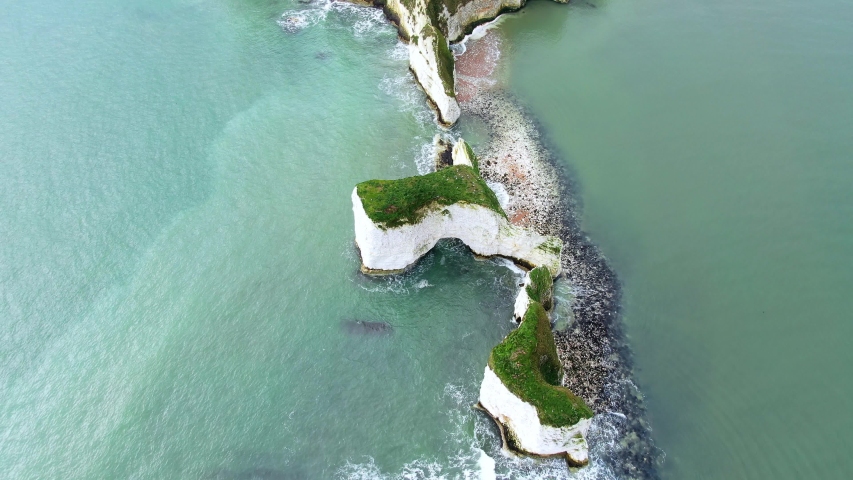 Old Harry Rocks in England - aerial view -aerial photography