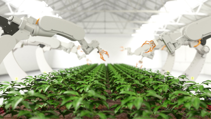 Modern Organic Farmhouse With Robotic Arm - 3d Rendering | Shutterstock HD Video #1046516920