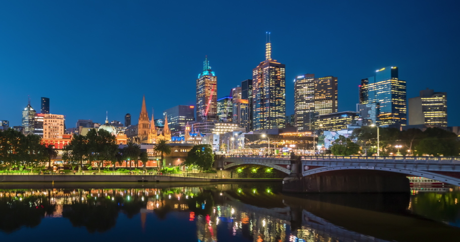 hyperlapse of sunset, Yarra River, Melbourne, Victoria, Australia