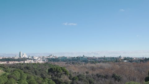 Madrid, Spain. City skyline with the Cathedral de la Almudena and Madrid Royal Palace