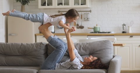 Happy Attractive Young Mother Lifting Overjoyed Stock Footage Video ...