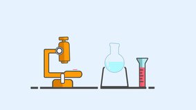 Lab experiment icons animation. Video of lab experiment.