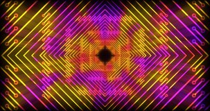 Vj futuristic neon tunnel in rhombus form. Popular multicolor bright neon pattern . 4k endless vj motion