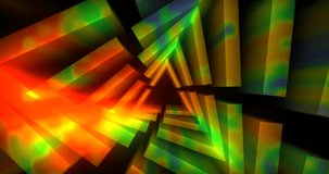 Vj futuristic neon tunnel in triangle form. Popular multicolor bright neon pattern . 4k endless vj motion