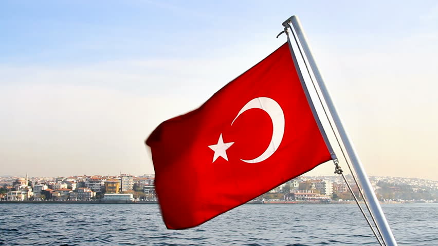 Turkish Flag waving on cruise boat