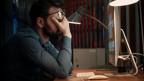 Tired Worker Overworked On Computer.Unhappy Frustrated Businessman.Office Work Overtime. Workaholic Business Finance Deadline.Sad Tired Businessman In Office.Annoyed Overwhelmed Exhausted Stressed Man - Powered by Shutterstock - Get 15% off with code: PIKWIZARD15